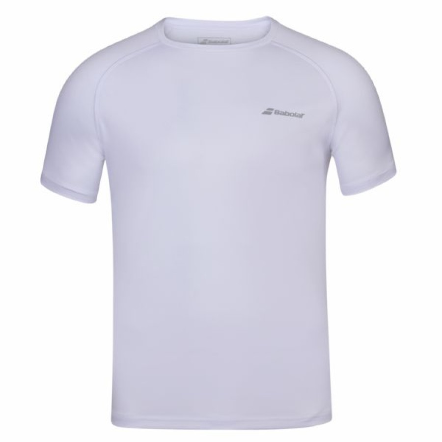 Tennis Clothing * | Discount Babolat Mens Play Crew Neck Tee White