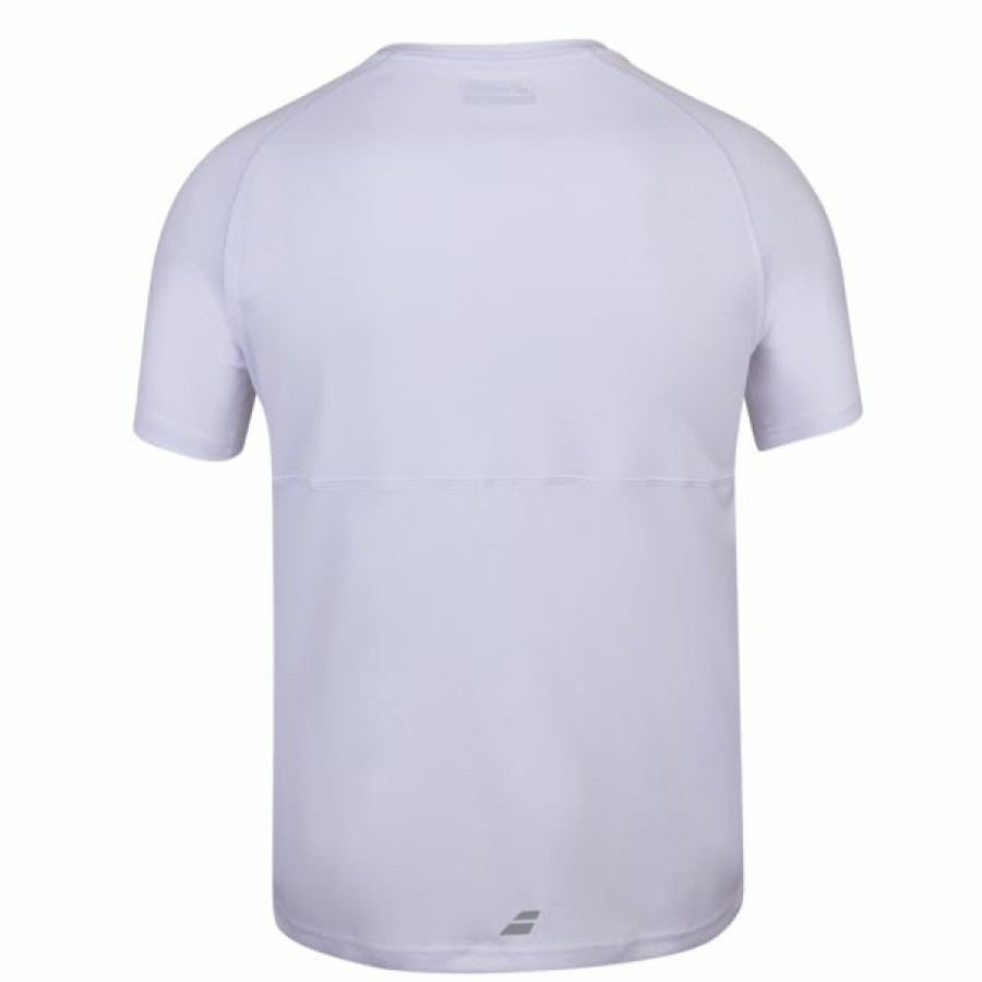 Tennis Clothing * | Discount Babolat Mens Play Crew Neck Tee White