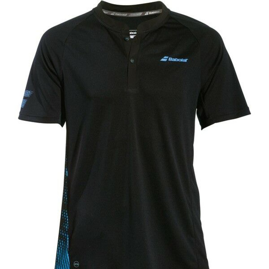 Tennis Clothing * | Hot Sale Babolat Men'S Performance Polo Black Parisian Blue