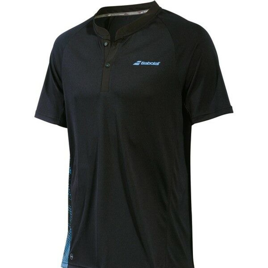 Tennis Clothing * | Hot Sale Babolat Men'S Performance Polo Black Parisian Blue