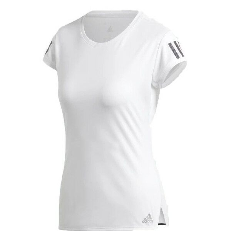 Tennis Clothing * | Cheap Adidas Women'S Club 3 Stripe Tee White