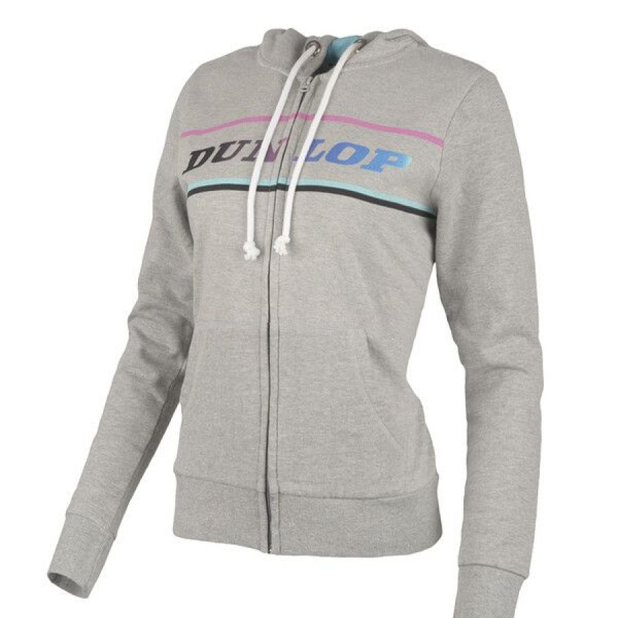 Tennis Clothing * | Buy Dunlop Women'S Zip Hoodie Grey