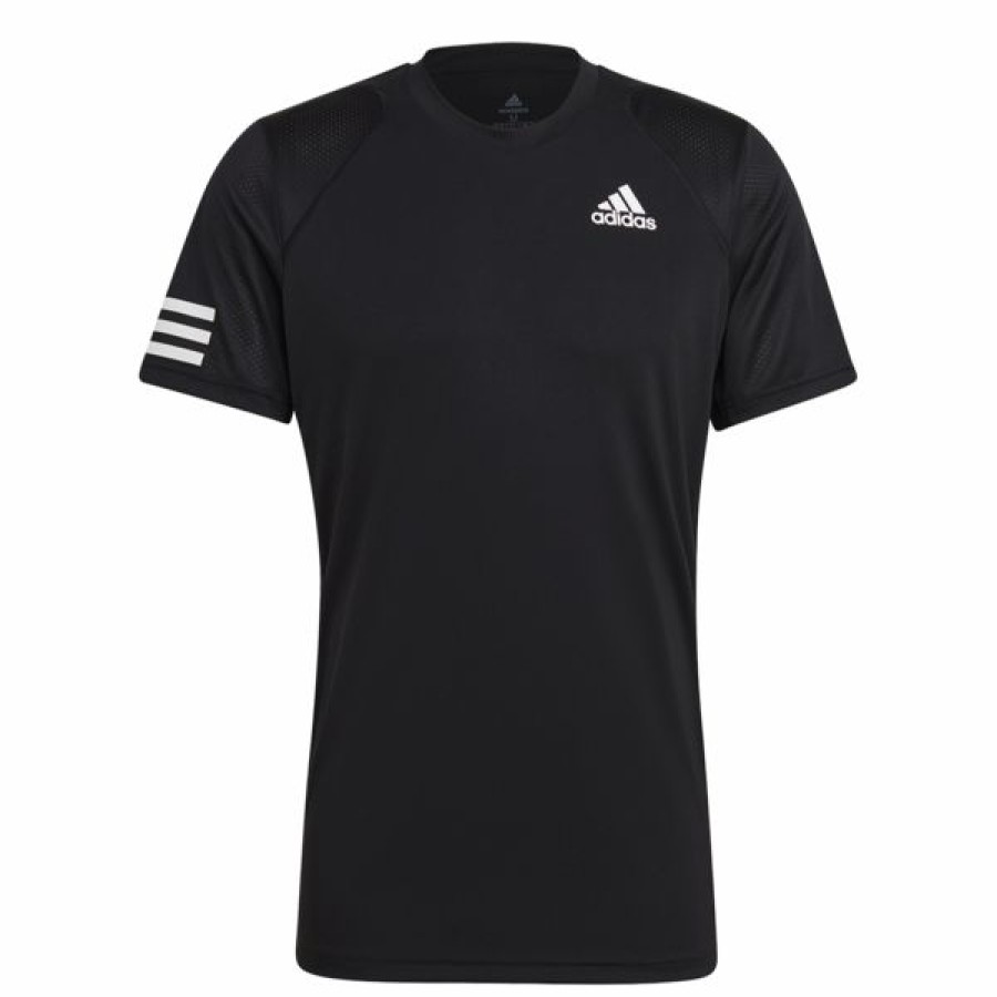 Tennis Clothing * | Best Deal Adidas Men'S Club 3 Stripe Tee Black