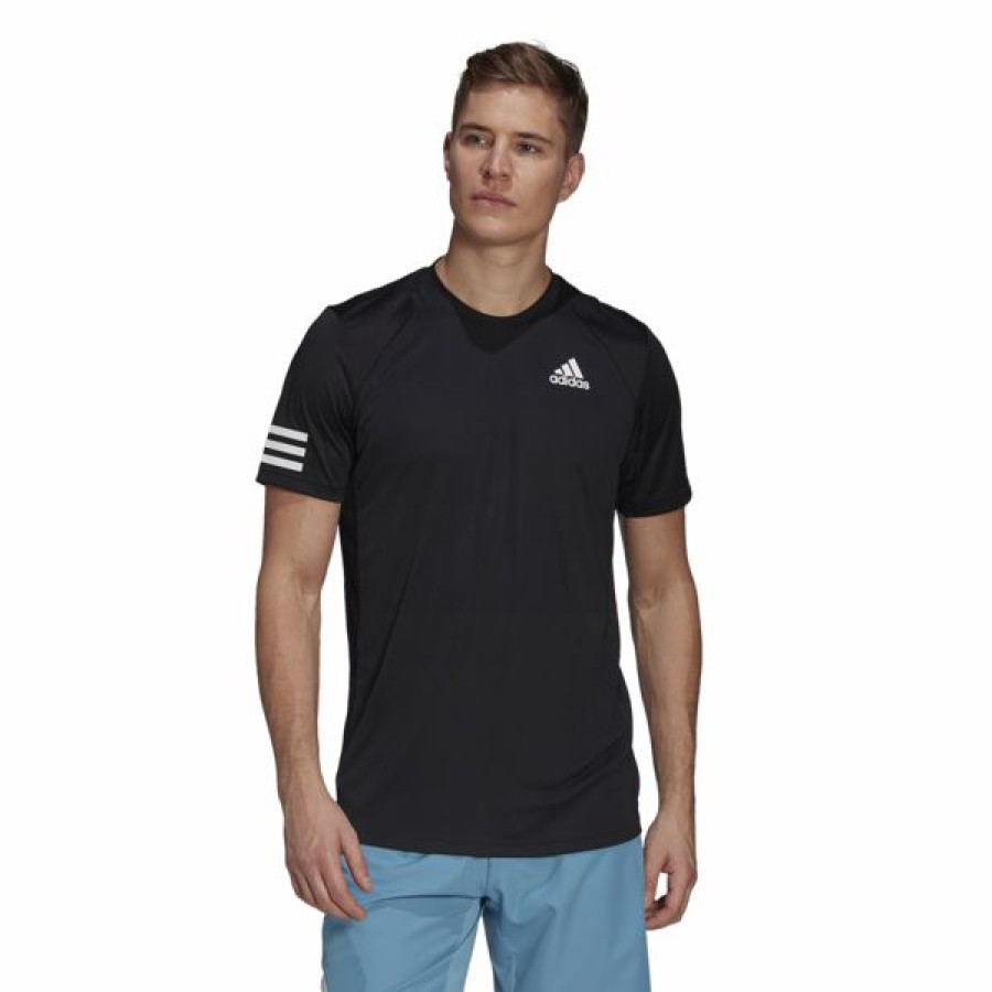 Tennis Clothing * | Best Deal Adidas Men'S Club 3 Stripe Tee Black