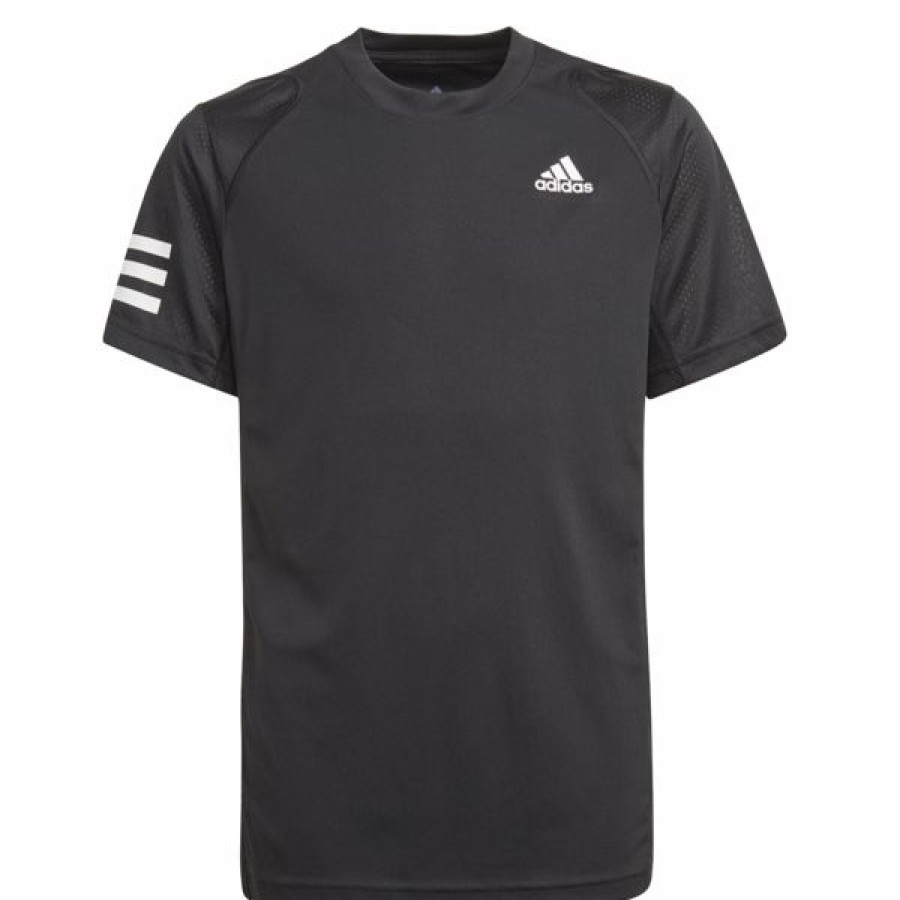 Junior Tennis Clothing * | Best Deal Adidas Boys 3 Stripes Club Tee Black