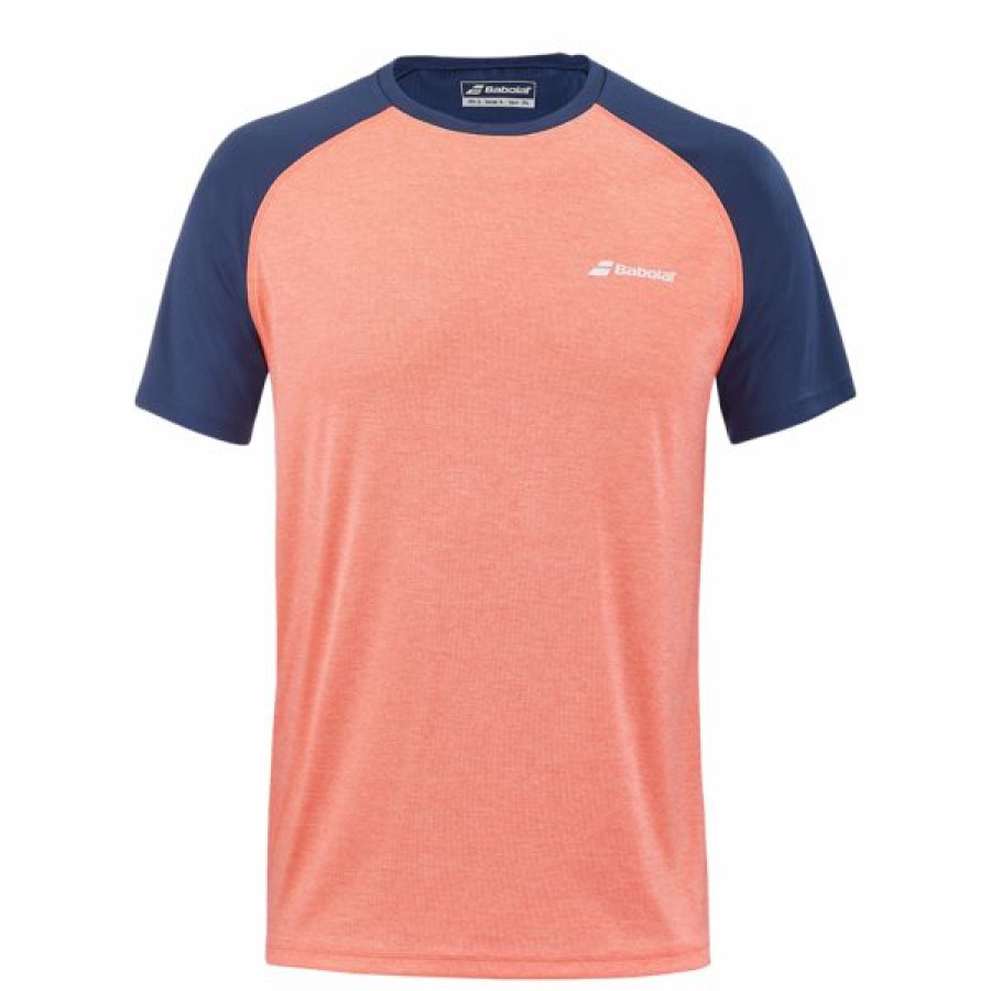 Tennis Clothing * | Cheapest Babolat Mens Play Crew Neck Tee Fluo Strike Estate Blue