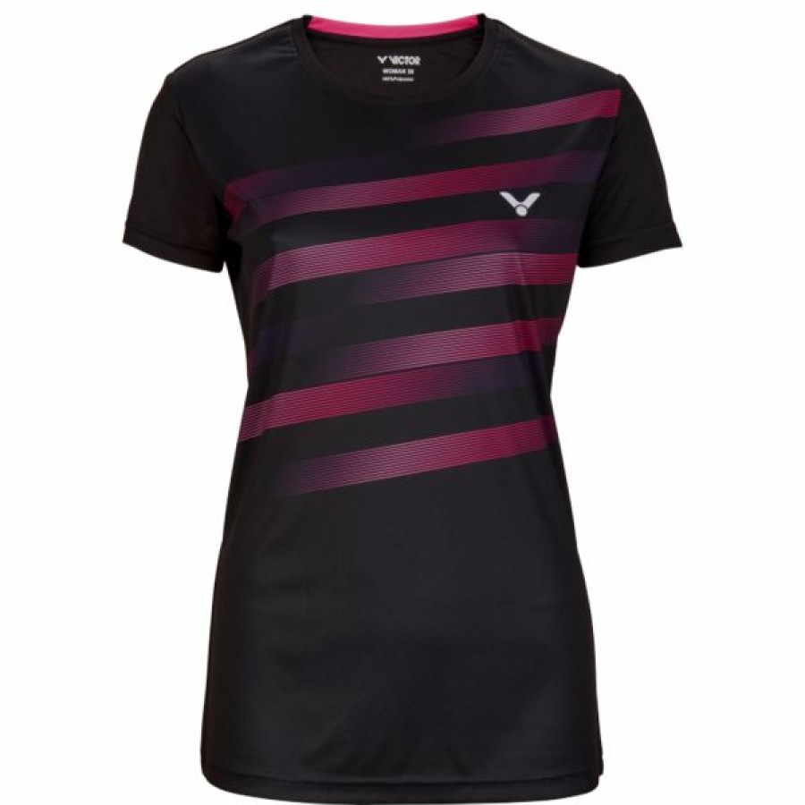 Tennis Clothing * | Wholesale Victor Women'S T-04101 C T-Shirt Black Pink