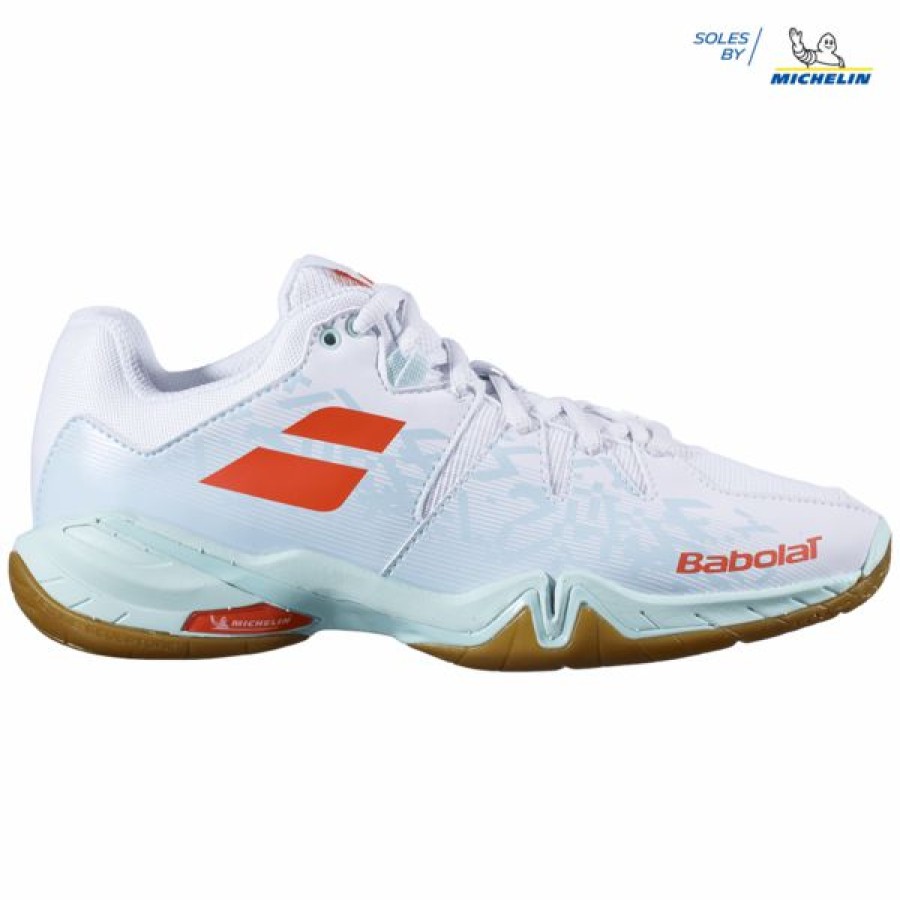 Squash Shoes * | Flash Sale Babolat Shadow Spirit Women'S Indoor Shoes White Light Blue