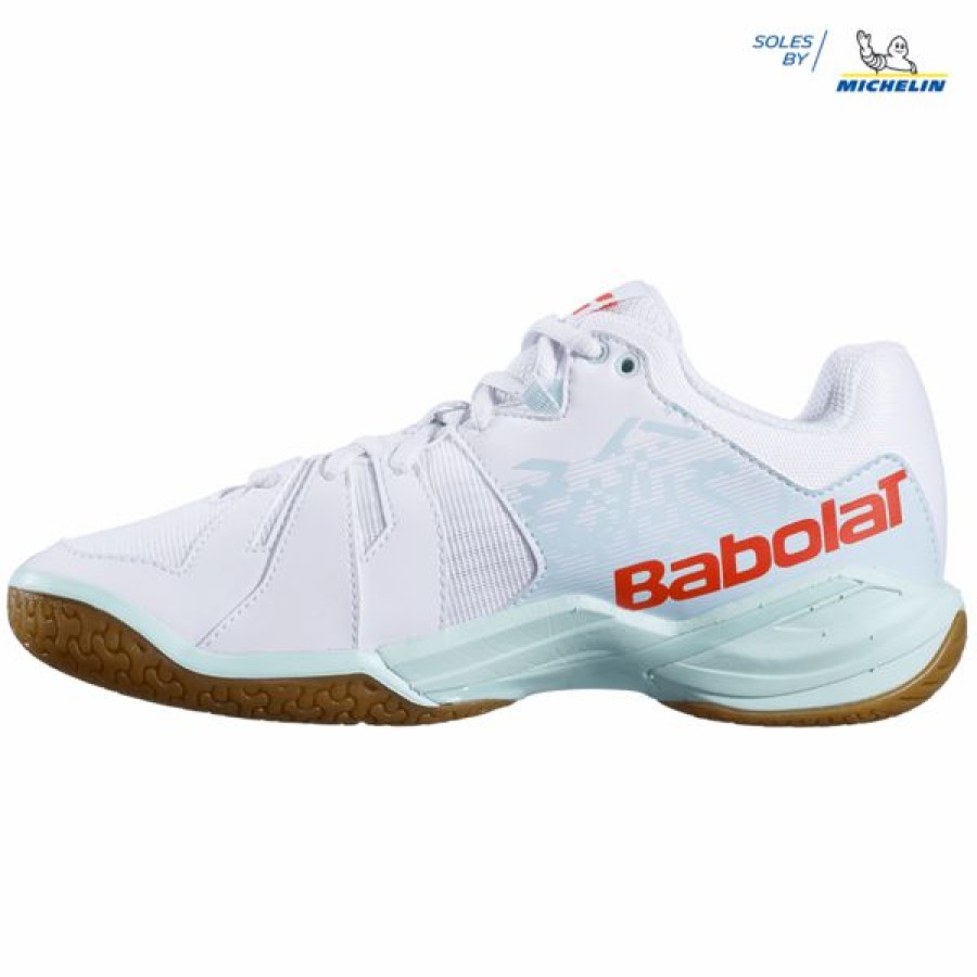 Squash Shoes * | Flash Sale Babolat Shadow Spirit Women'S Indoor Shoes White Light Blue