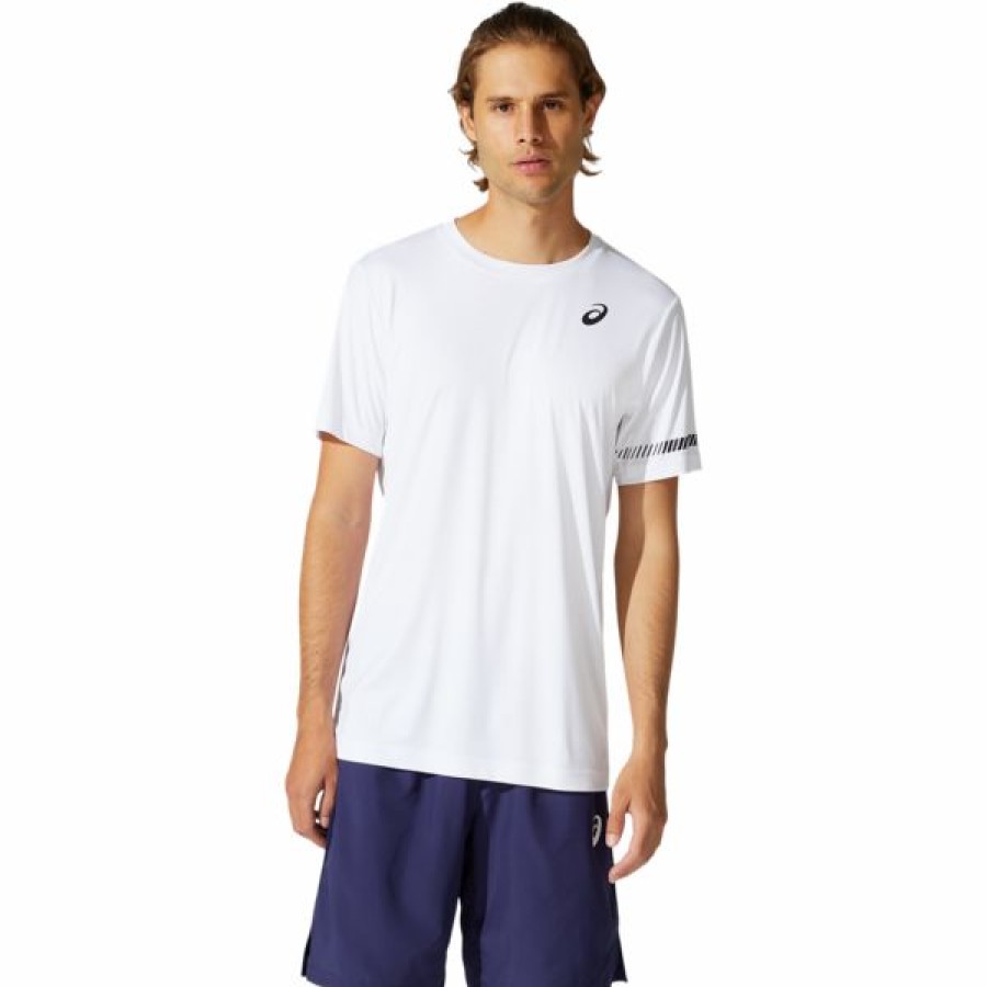 Tennis Clothing * | New Asics Men'S Court Ss Tee Brilliant White