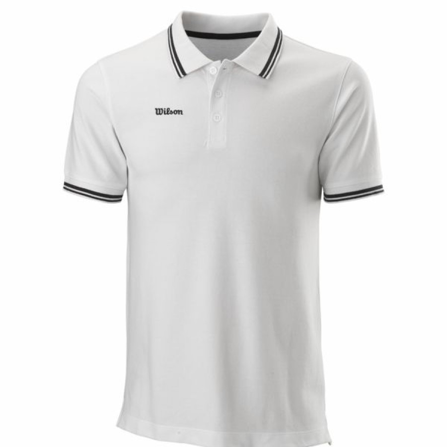 Tennis Clothing * | Best Sale Wilson Men'S Team Ii Cotton Polo White