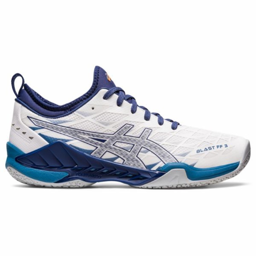 Squash Shoes * | Flash Sale Asics Men'S Blast Ff 3 Indoor Court Shoes White Deep Ocean