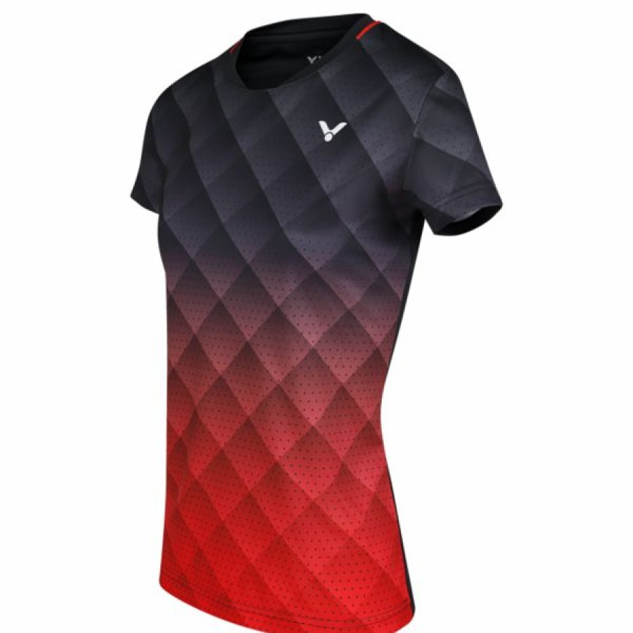 Tennis Clothing * | Best Deal Victor Women'S T-14100 C T-Shirt Black Red