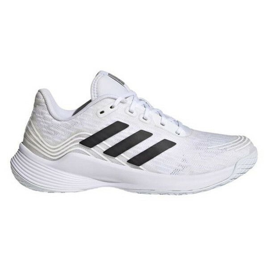 Squash Shoes * | Discount Adidas Women'S Novaflight Indoor Court Shoes White Silver Metallic