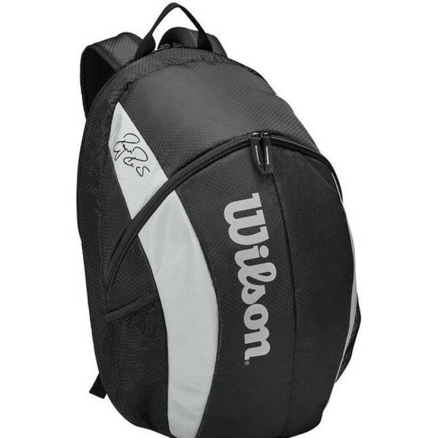 Tennis Bags * | Best Sale Wilson Roger Federer Team Backpack Black White