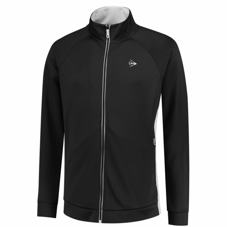 Tennis Clothing * | Hot Sale Dunlop Men'S Club Knitted Jacket 2022 Black White