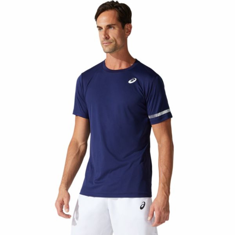 Tennis Clothing * | Brand New Asics Men'S Court Ss Tee Peacoat