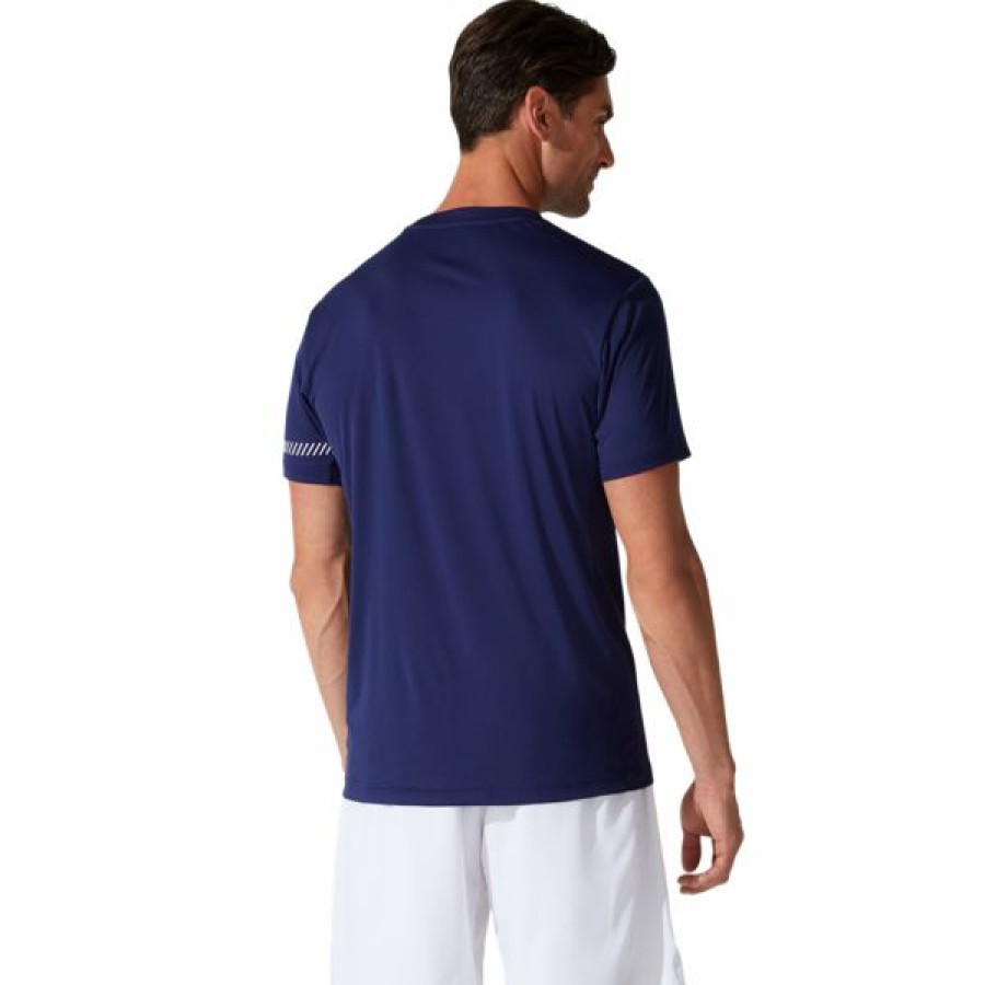 Tennis Clothing * | Brand New Asics Men'S Court Ss Tee Peacoat