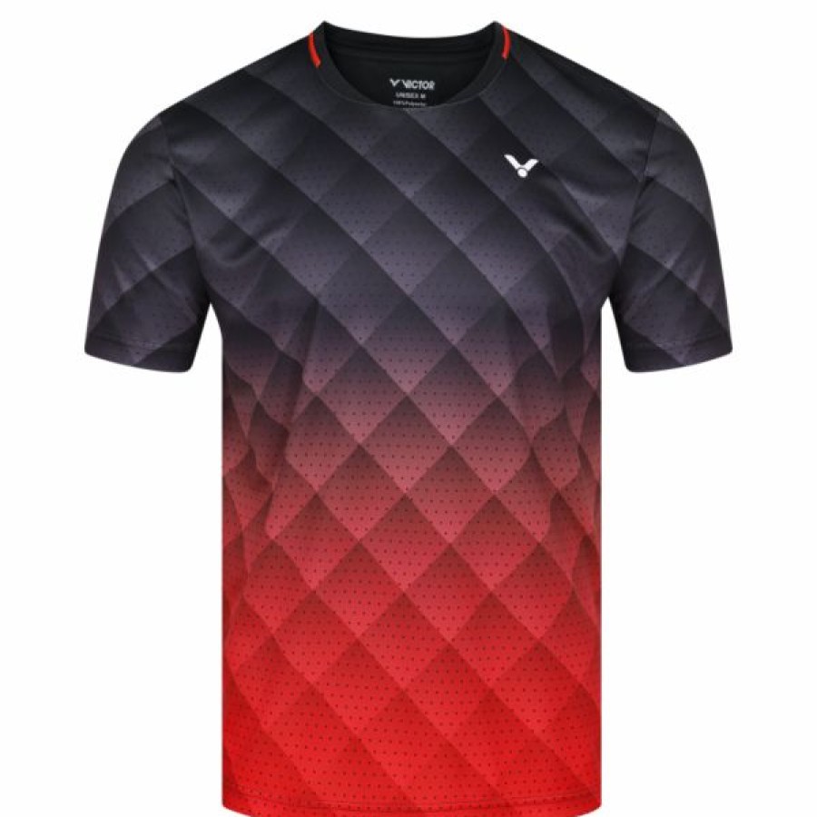 Tennis Clothing * | Wholesale Victor Men'S T-13100 C T-Shirt Black Red