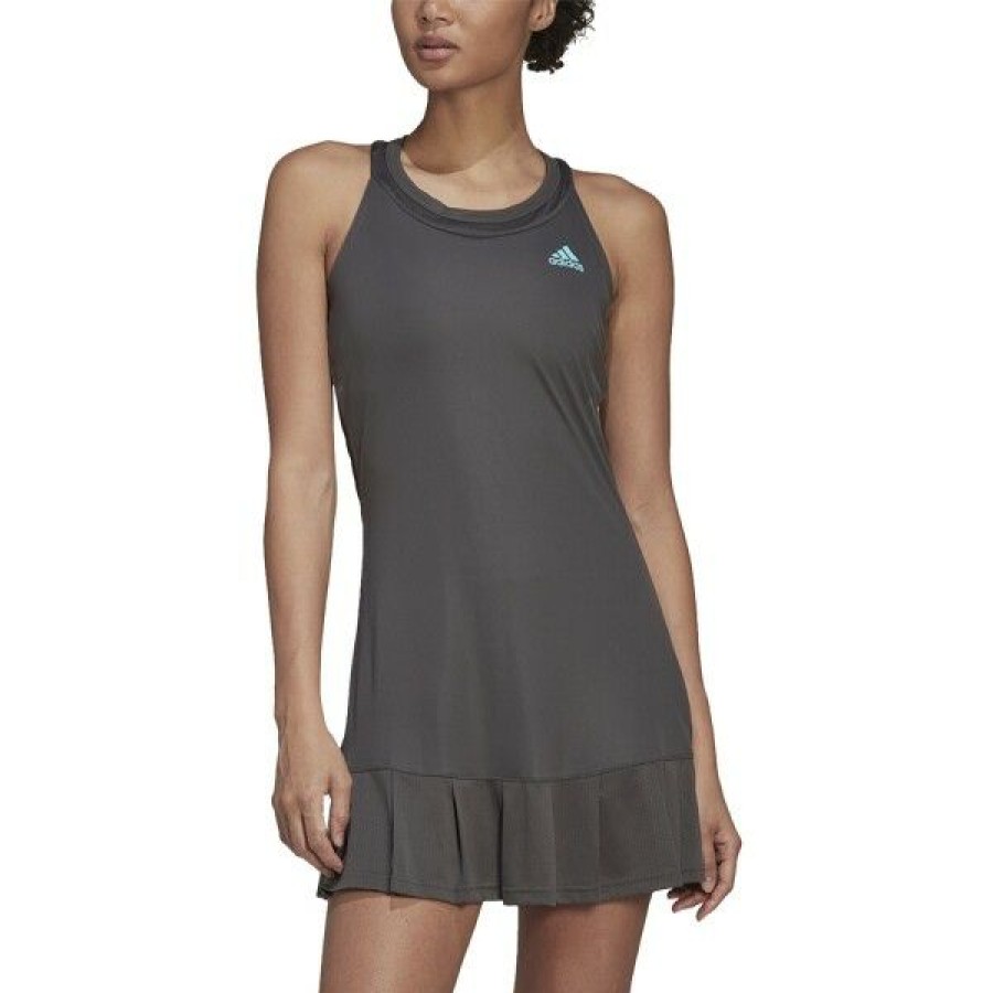 Tennis Clothing * | Best Sale Adidas Women'S Club Dress Grey Six Pulse Aqua