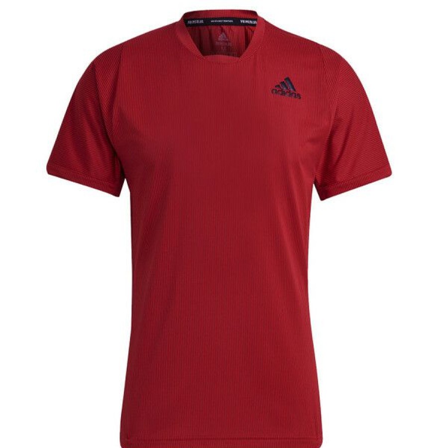 Tennis Clothing * | Hot Sale Adidas Men'S Freelift Tee Primeblue Scarlet