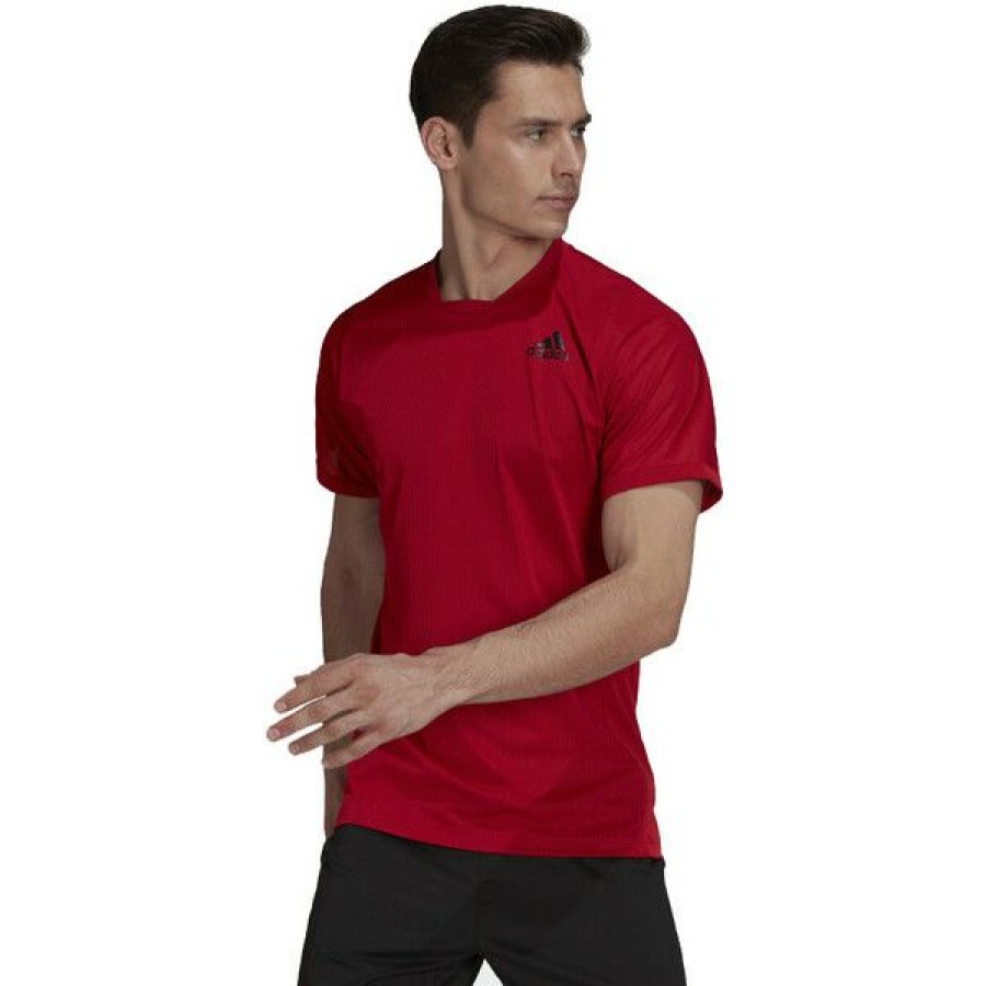 Tennis Clothing * | Hot Sale Adidas Men'S Freelift Tee Primeblue Scarlet