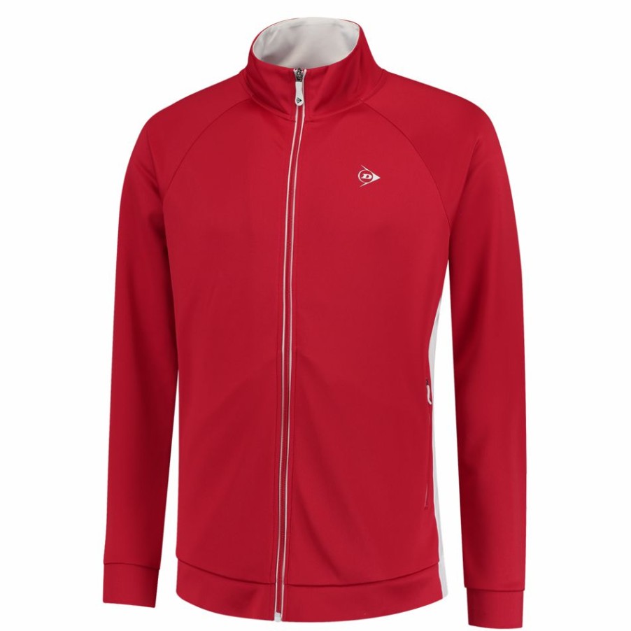 Tennis Clothing * | Discount Dunlop Men'S Club Knitted Jacket 2022 Red White