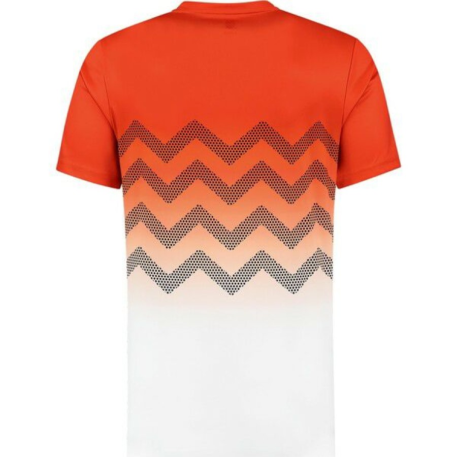 Tennis Clothing * | New K-Swiss Men'S Hypercourt Print Crew Tee 2 Spicy Orange White