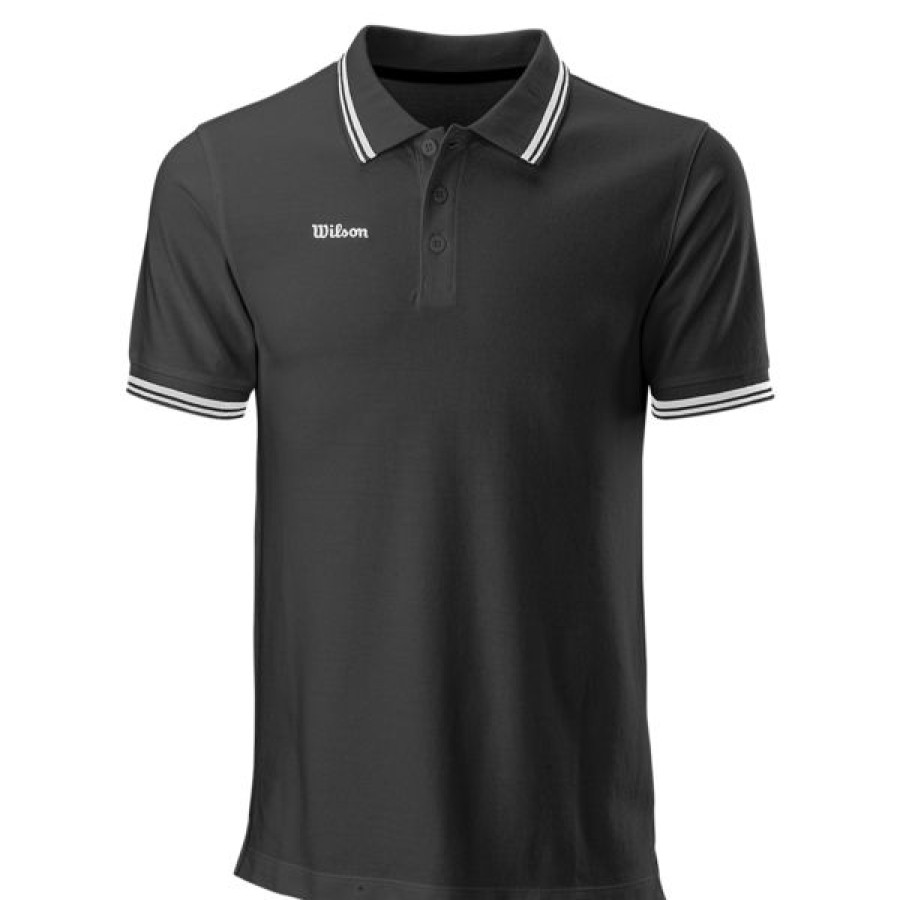 Tennis Clothing * | Hot Sale Wilson Men'S Team Ii Cotton Polo Black