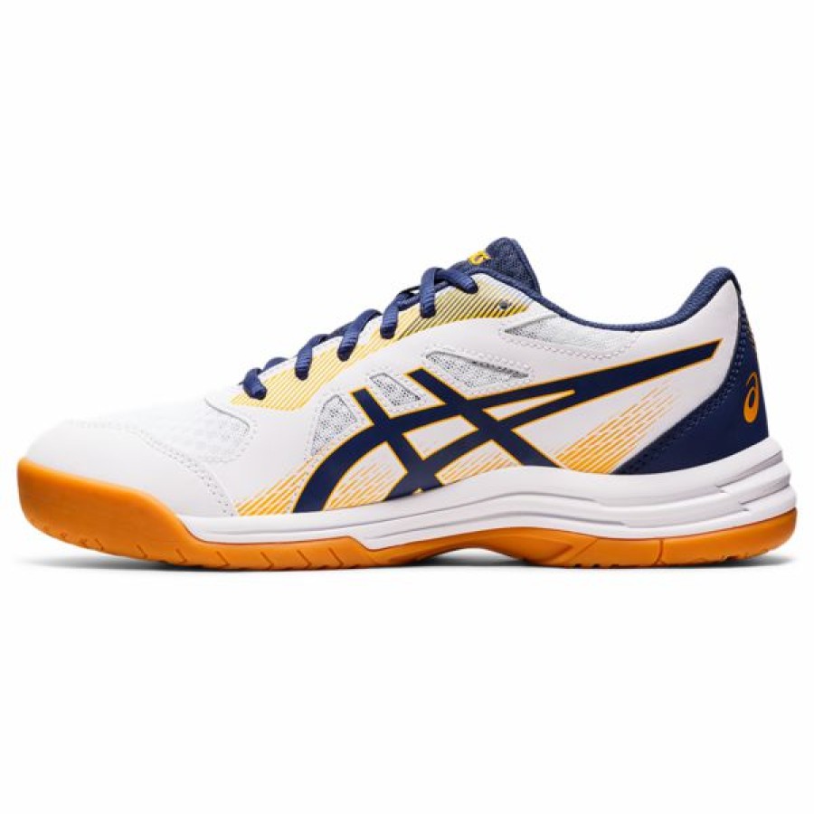 Squash Shoes * | Brand New Asics Men'S Upcourt 5 Indoor Court Shoe White Deep Ocean