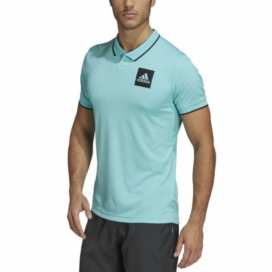 Tennis Clothing * | Outlet Adidas Men'S Paris Freelift Polo Pulse Aqua