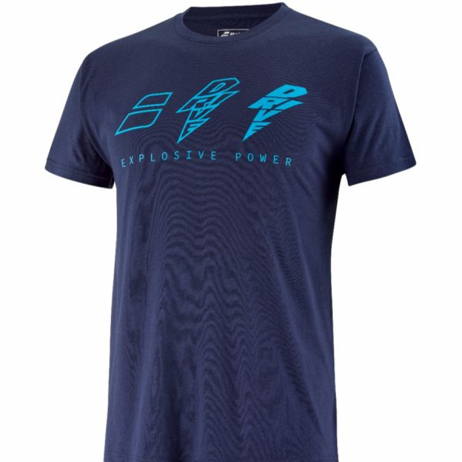 Tennis Clothing * | Cheapest Babolat Men'S Drive Cotton Tee Drive Blue