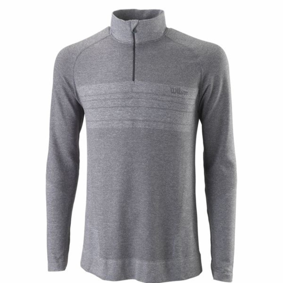 Tennis Clothing * | Wholesale Wilson Men'S Seamless 1/4 Zip Sweater Dark Grey