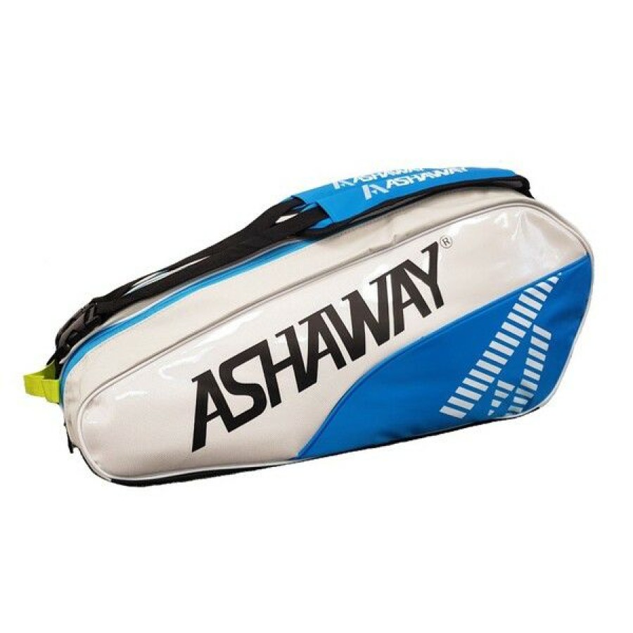 Squash Bags * | Cheap Ashaway Triple 9 Racket Bag White/Sky Blue