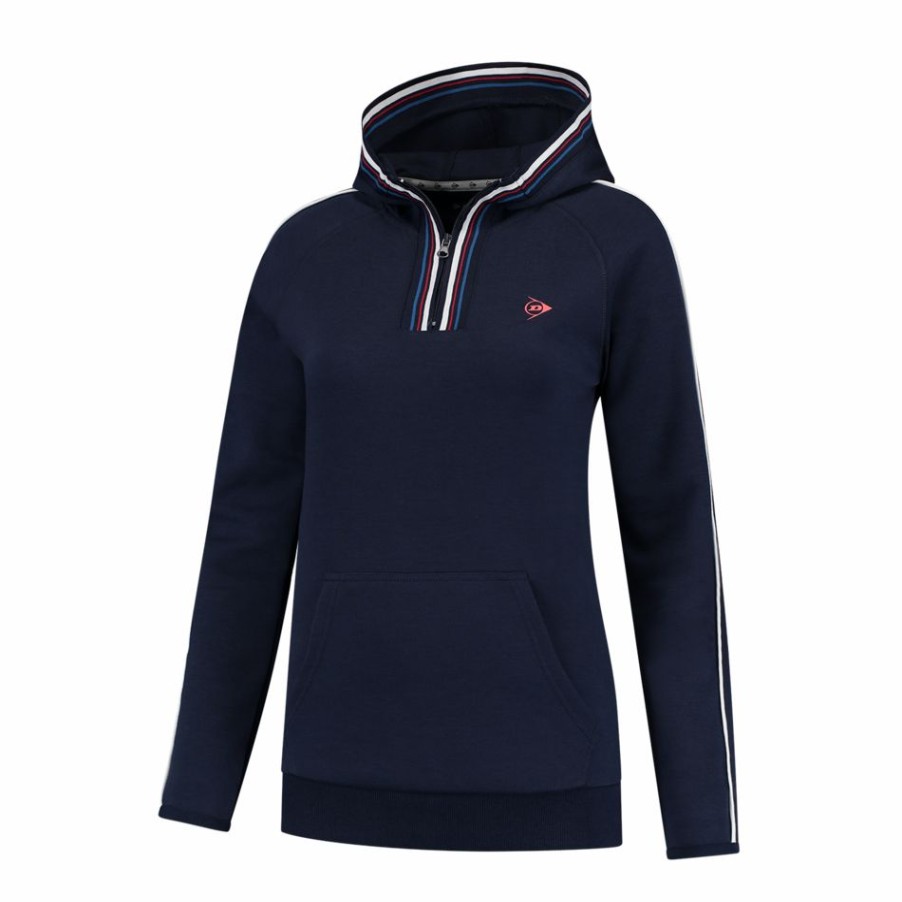 Tennis Clothing * | Brand New Dunlop Women'S Essential Hooded Sweat Navy