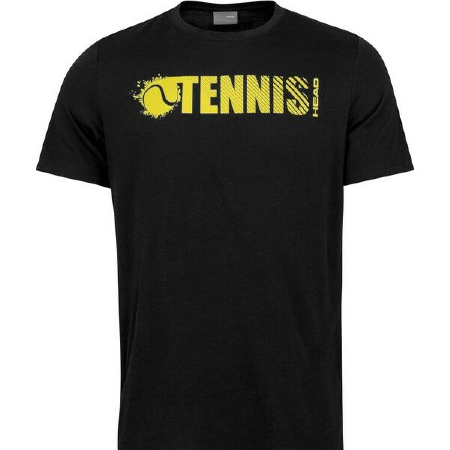 Junior Tennis Clothing * | Flash Sale Head Boys Font T-Shirt Black Yellow