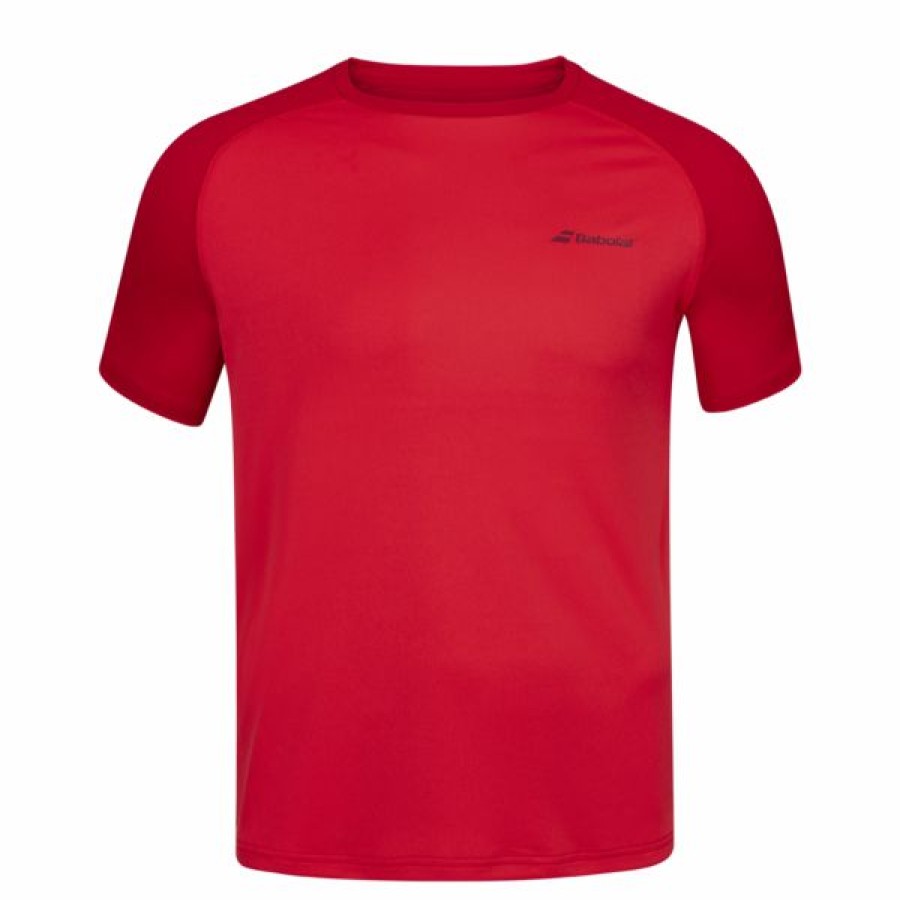 Tennis Clothing * | Buy Babolat Mens Play Crew Neck Tee Tomato Red