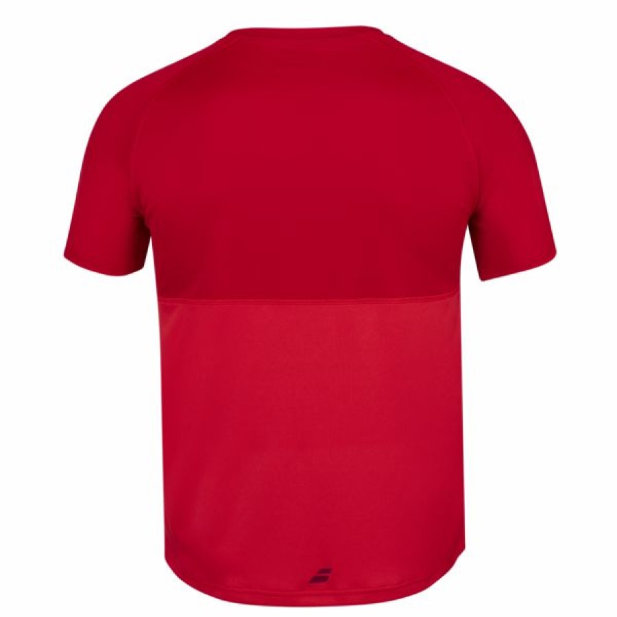 Tennis Clothing * | Buy Babolat Mens Play Crew Neck Tee Tomato Red