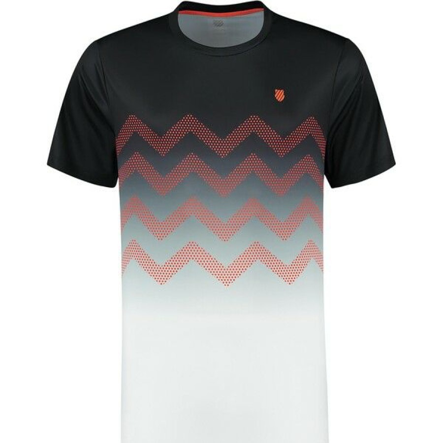 Tennis Clothing * | Best Pirce K-Swiss Men'S Hypercourt Print Crew Tee 2 Jet Black White