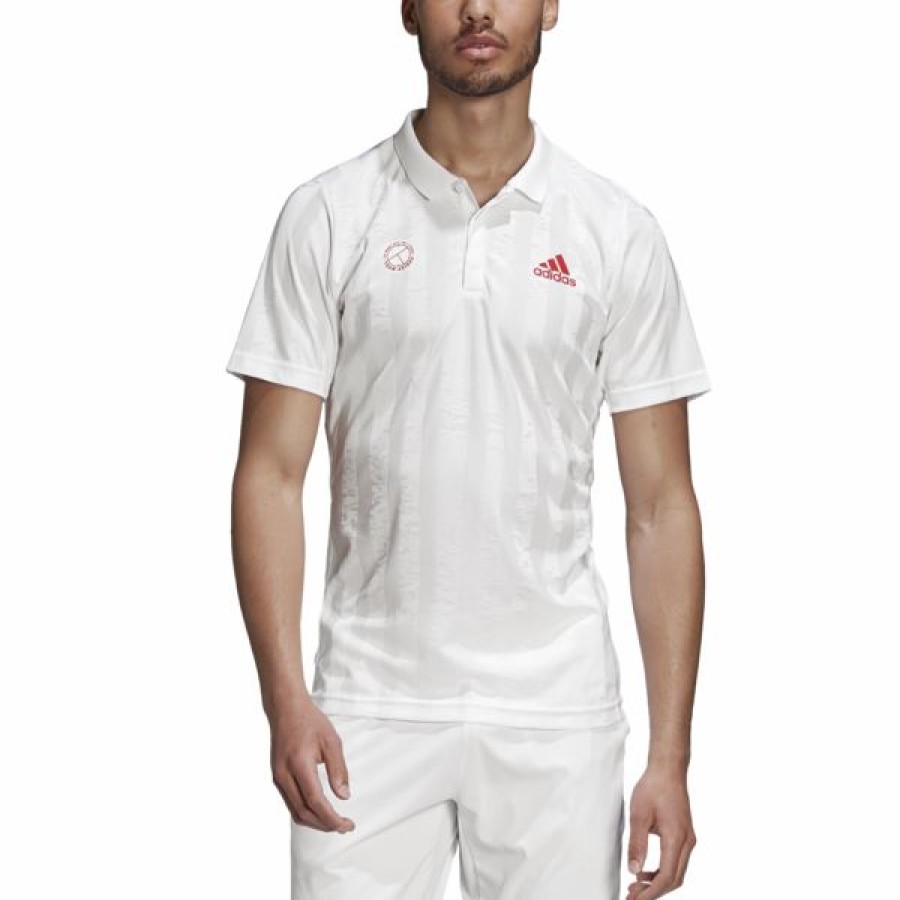 Tennis Clothing * | Brand New Adidas Men'S Freelift Tennis Polo Engineered White