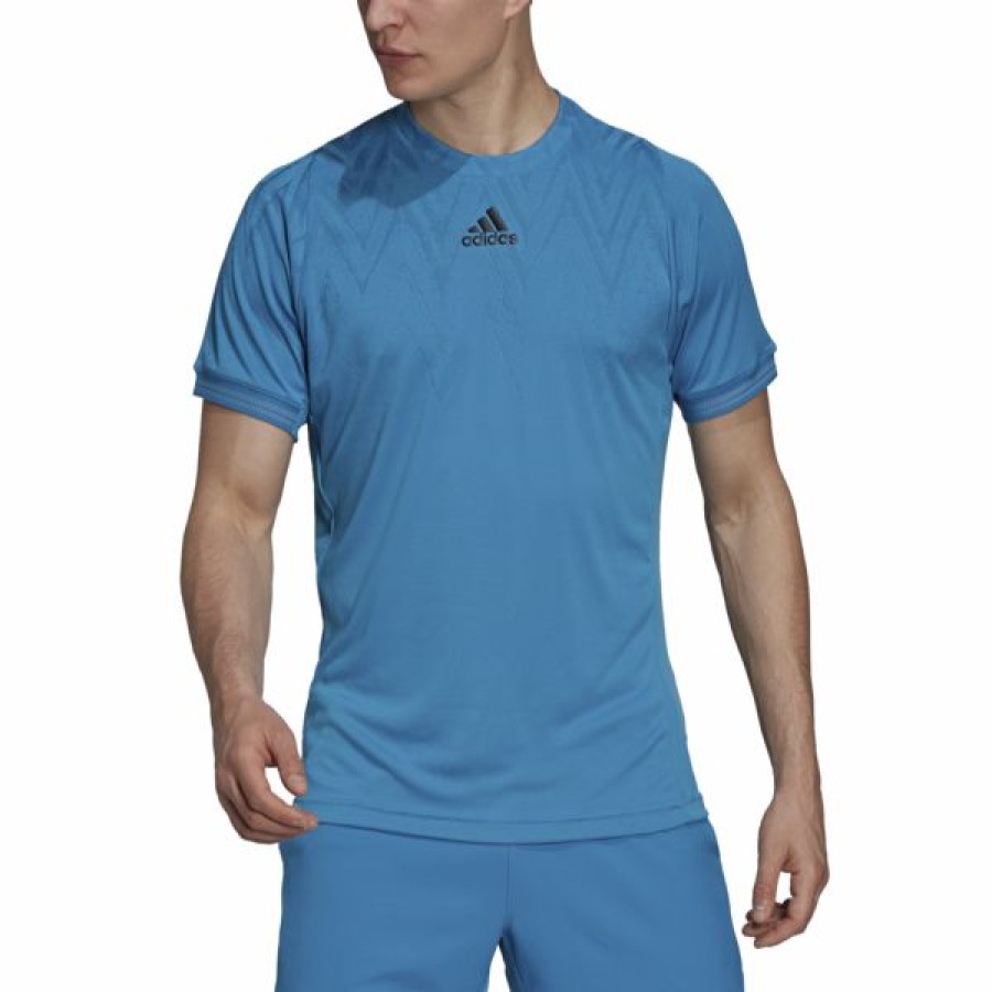 Tennis Clothing * | Deals Adidas Men'S Freelift Primeblue Tee Sonic Aqua