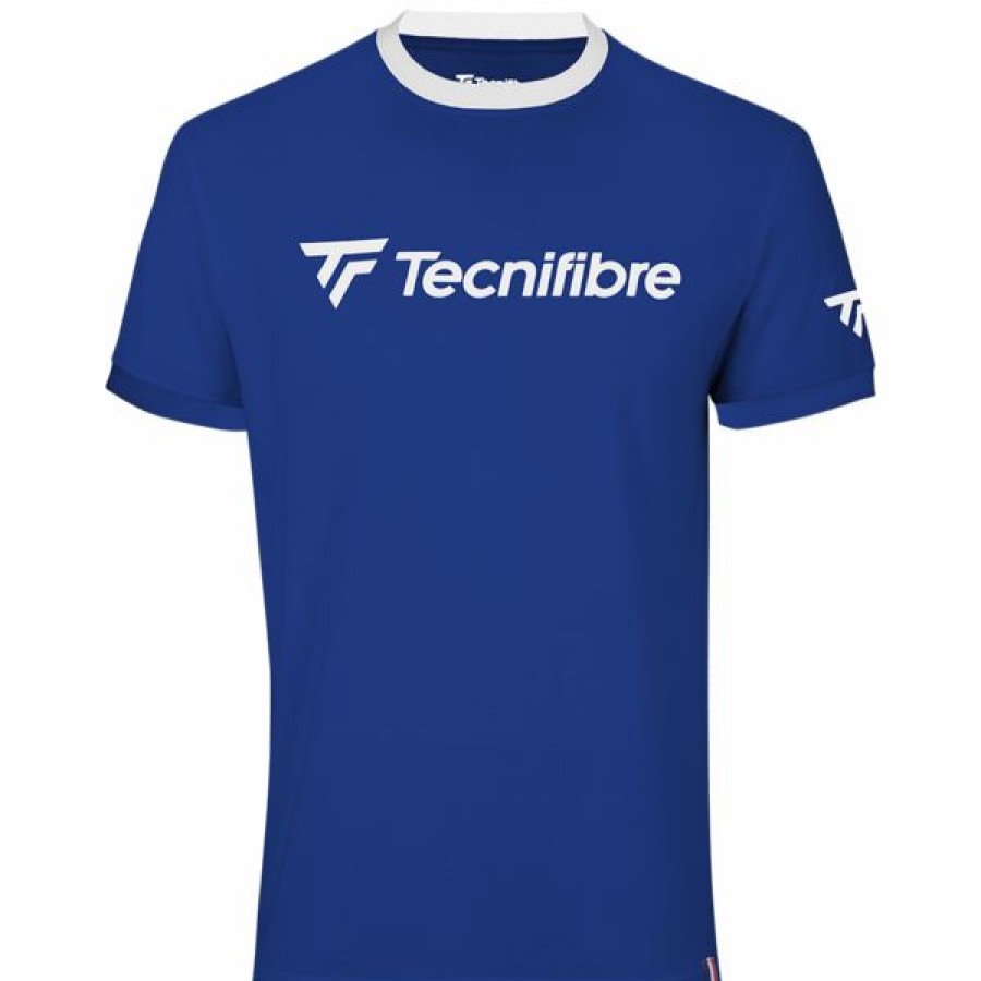 Tennis Clothing * | Cheapest Tecnifibre Men'S Cotton Tee Royal Blue