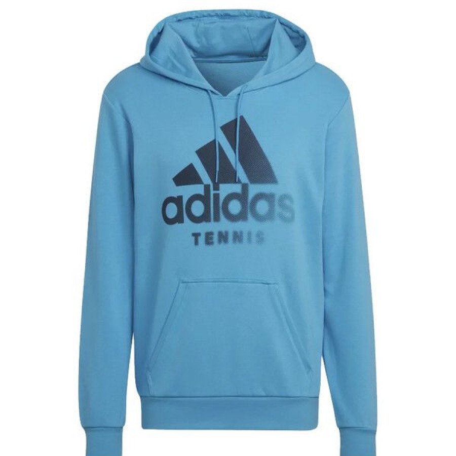 Tennis Clothing * | Top 10 Adidas Men'S Tennis Graphic Hoodie Blue