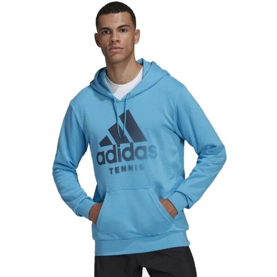 Tennis Clothing * | Top 10 Adidas Men'S Tennis Graphic Hoodie Blue