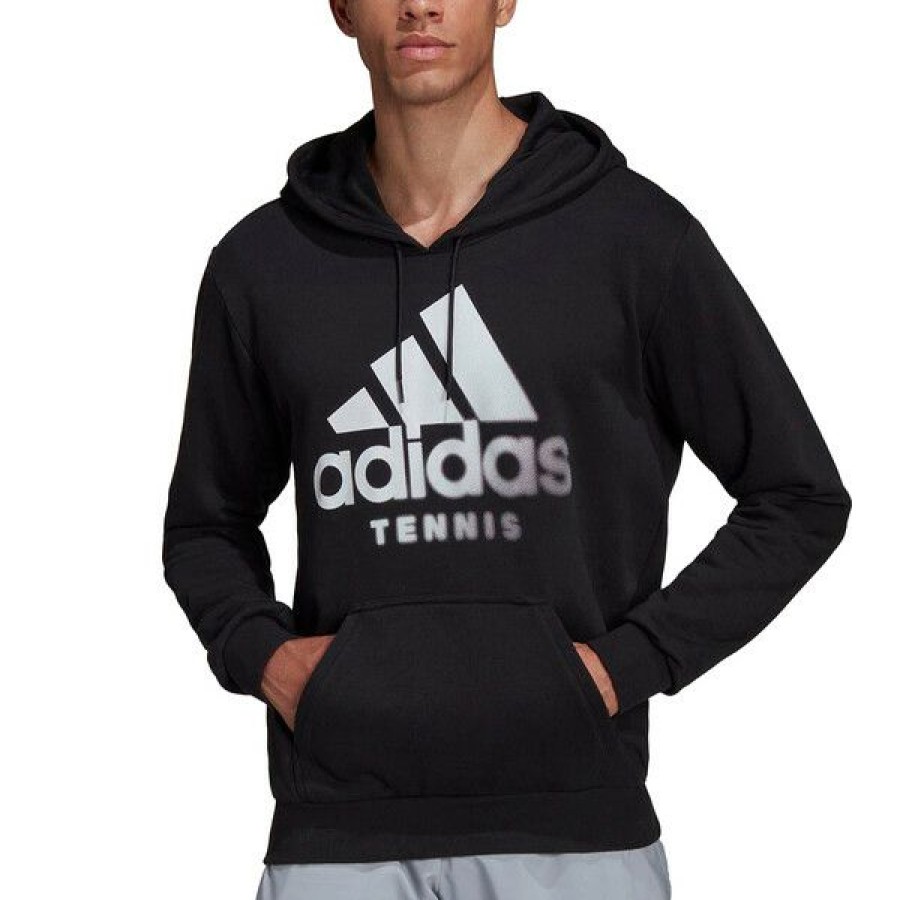 Tennis Clothing * | Best Deal Adidas Men'S Tennis Graphic Hoodie Black