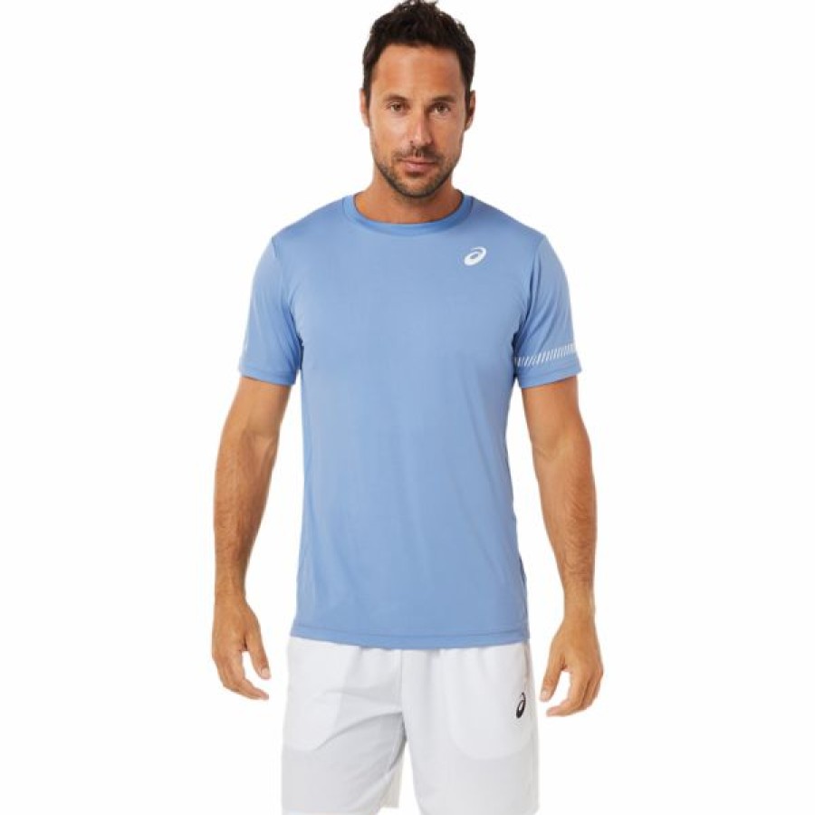 Tennis Clothing * | Best Reviews Of Asics Men'S Court Ss Tee Blue Harmony