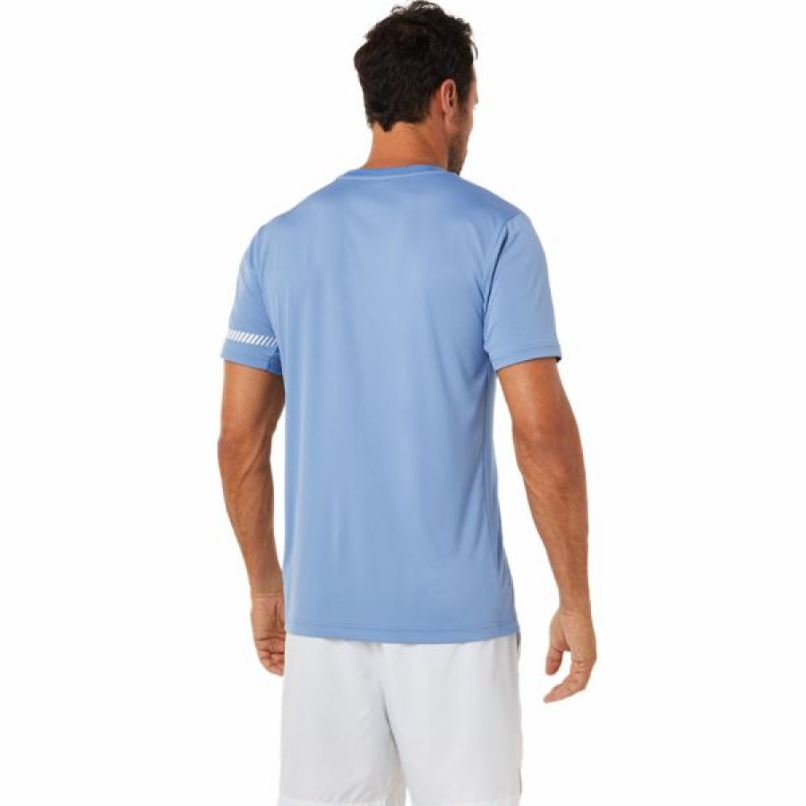 Tennis Clothing * | Best Reviews Of Asics Men'S Court Ss Tee Blue Harmony