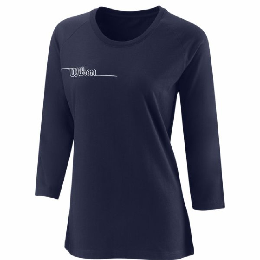 Tennis Clothing * | Deals Wilson Women'S Team Ii 3/4 Sleeve Tech Tee Team Navy