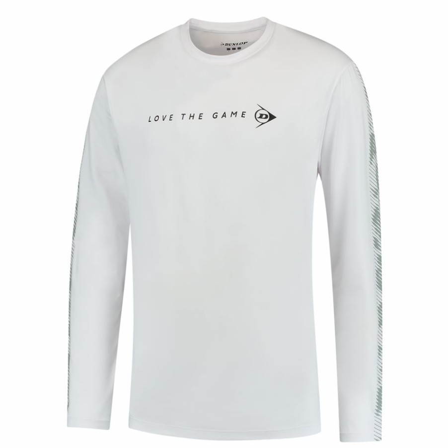 Tennis Clothing * | Deals Dunlop Men'S Practice Long Sleeve Top White