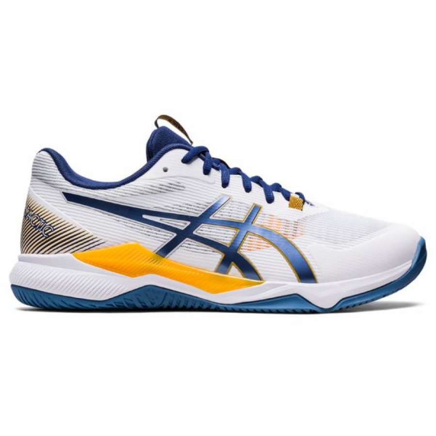 Squash Shoes * | Brand New Asics Men'S Gel Tactic Indoor Shoes White Deep Ocean